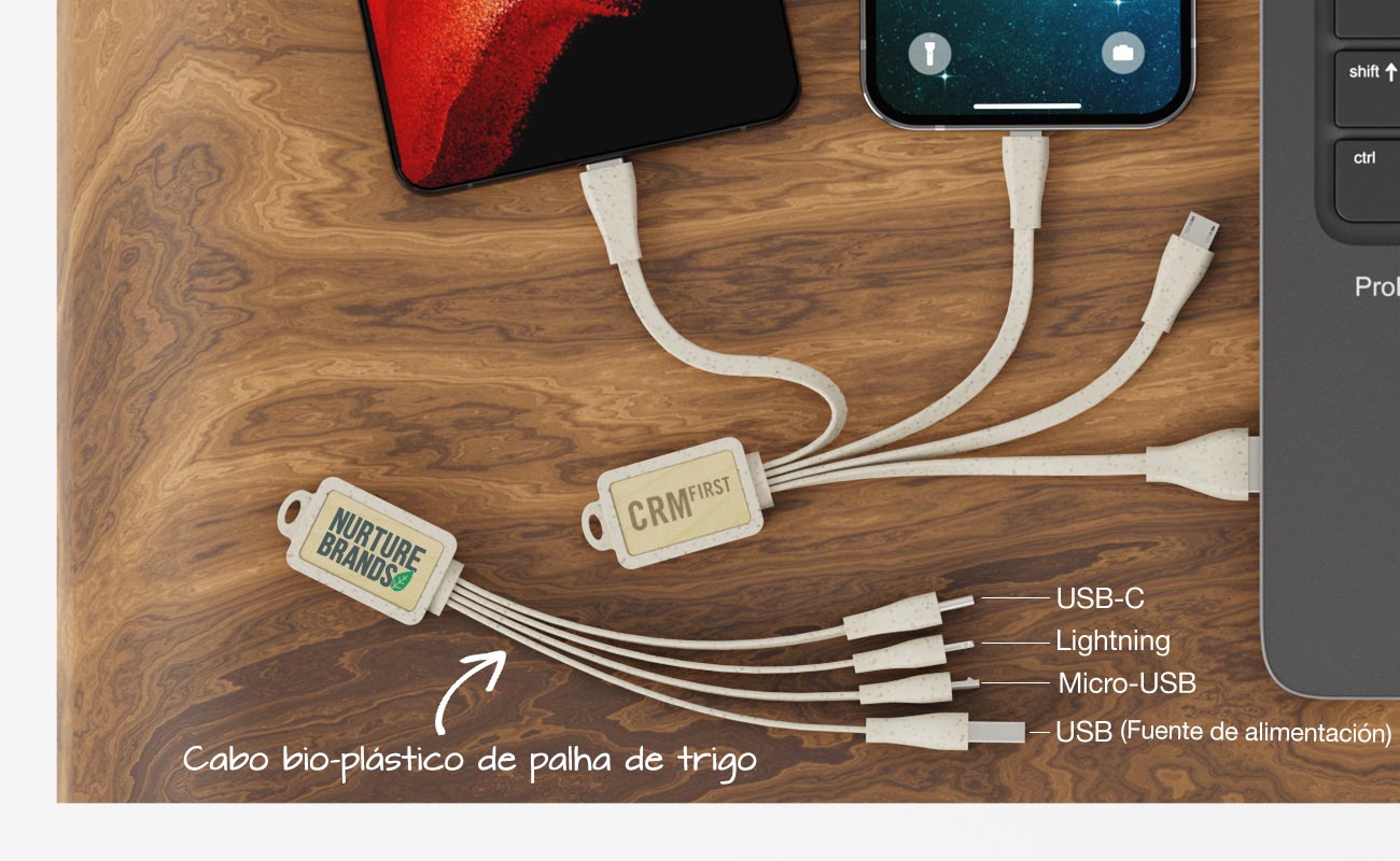 Multi Wood - Cabo USB Personalizado